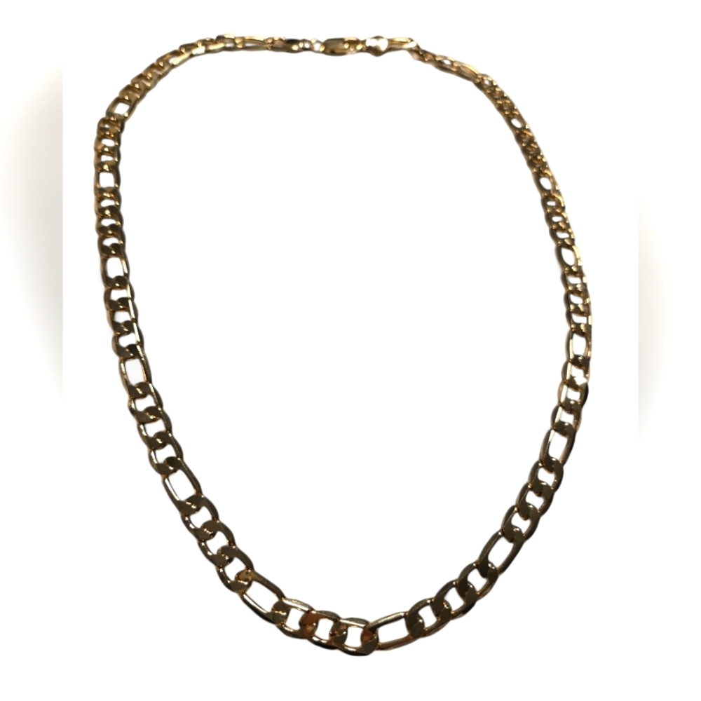 Figaro Chain 18k Gold Layered Chain Mens Necklace 22inch Gold - Picture 5 of 7